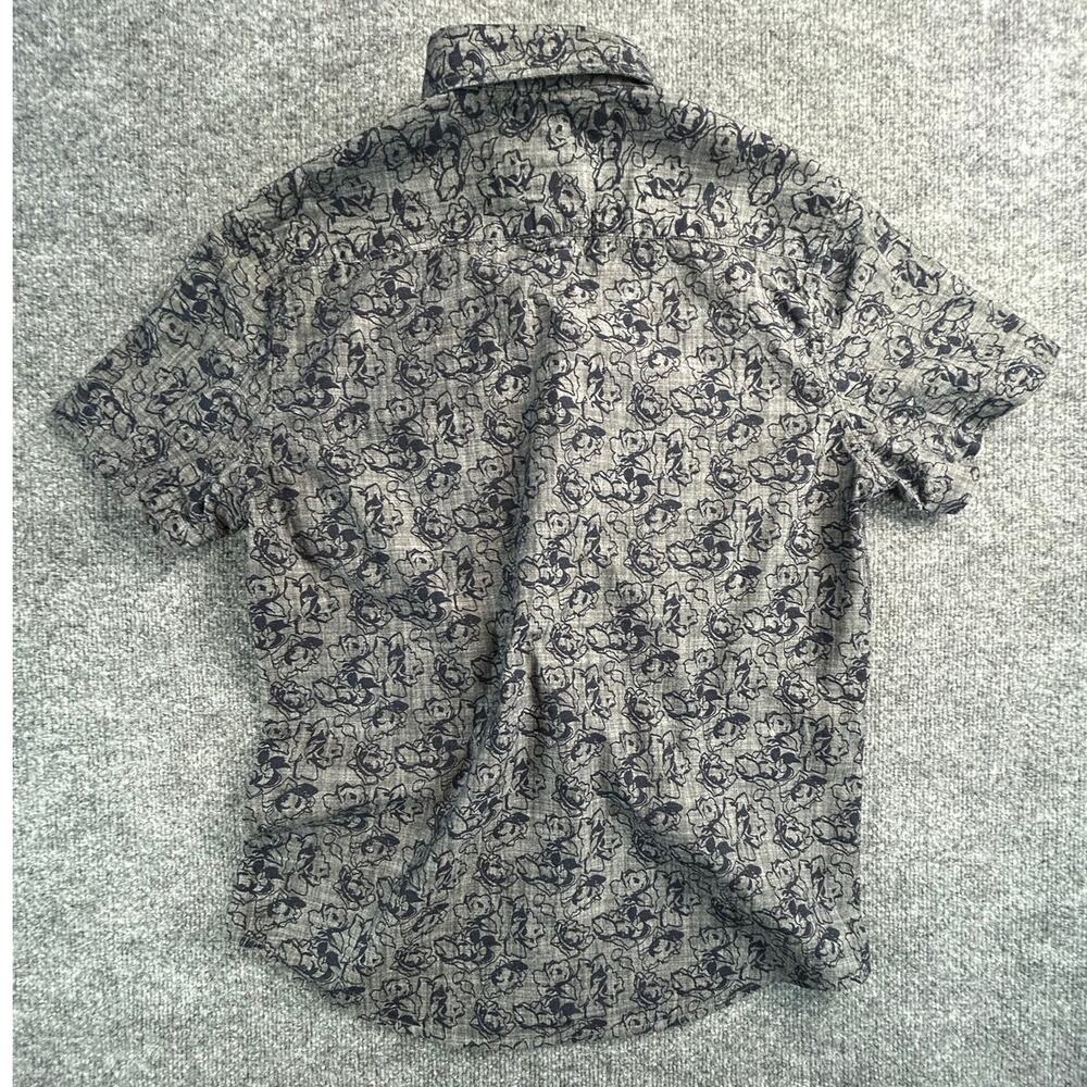 Denim & Flower Slim Fit Floral Button Up Shirt Gray Men's Medium - Picture 2 of 8